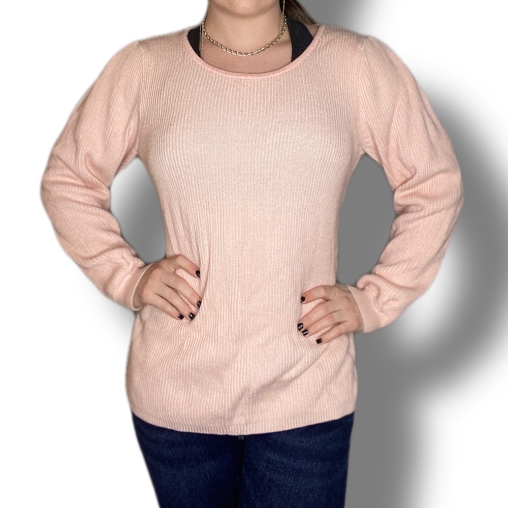 H by Halston Pink Ribbed Knit Sweater Size Large